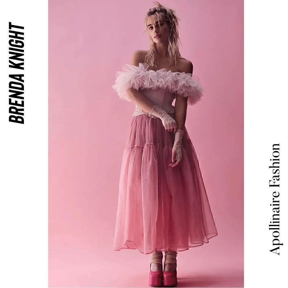 Brenda Knight Anne Tulle Maxi Skirt In Pink New